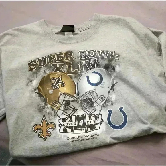 T SHIRT AND BEER GLASS BOWL XLIV  SAINTS VS COLTS 02 07 10 - Picture 1 of 12